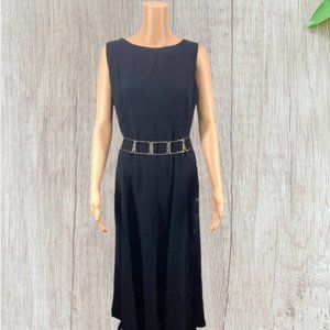 VINTAGE LIZ CLAIBORNE -- Black Sleeveless Maxi Dress, Side Buttons